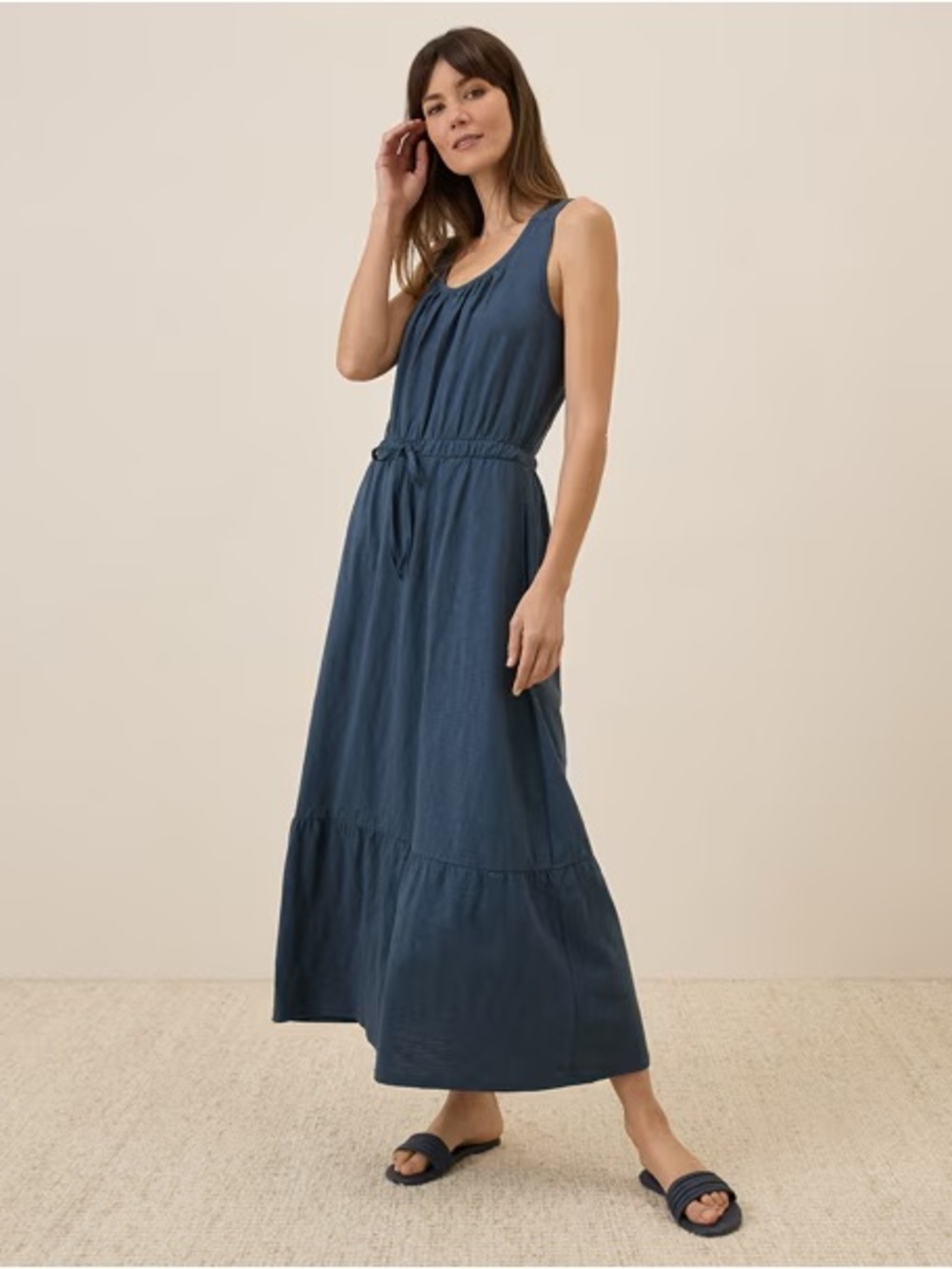 Pact Sleeveless Maxi Dress in Deep Blue